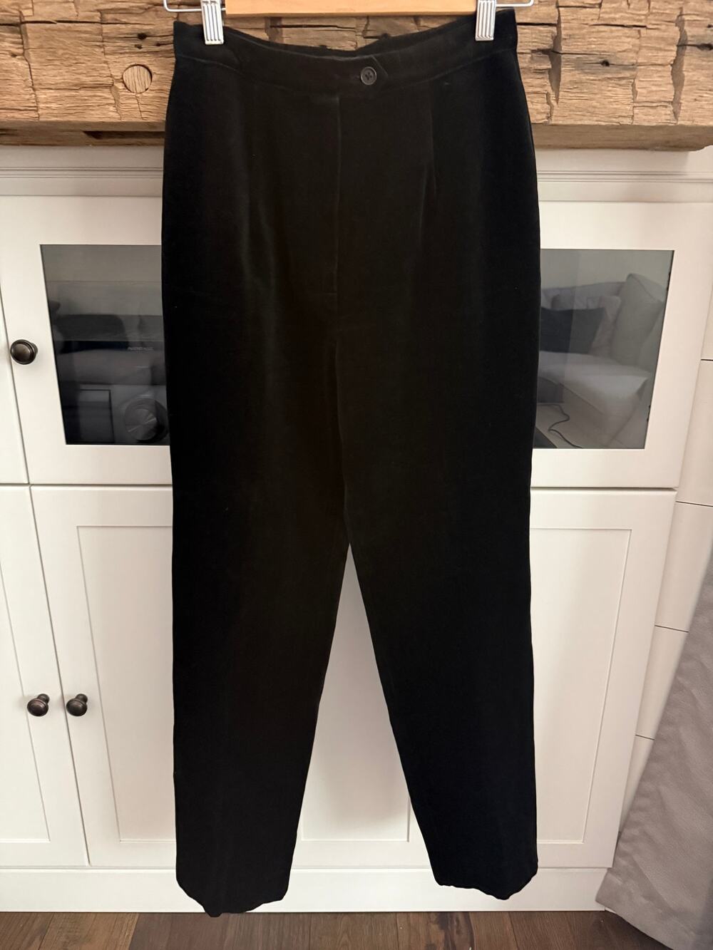 Lauren Ralph Lauren Black Velvet Pants Sz 6 High Rise Holiday Dress Pants